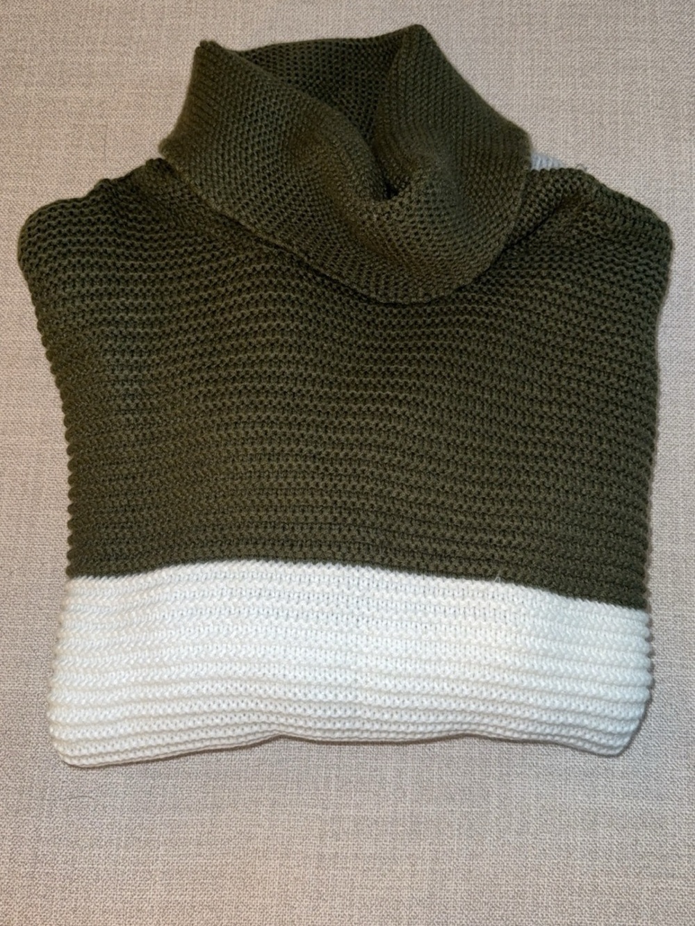 Amazon Olive Green and White Cowl Neck Sweater